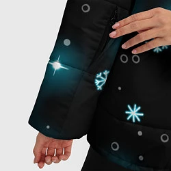 Куртка зимняя женская Космические снежинки, цвет: 3D-черный — фото 2