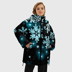 Куртка зимняя женская Космические снежинки, цвет: 3D-красный — фото 2
