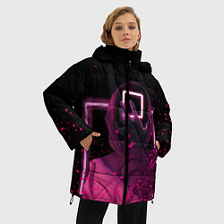 Куртка зимняя женская ИГРА В КАЛЬМАРА НЕОН, СТРАЖ КВАДРАТ 029, цвет: 3D-черный — фото 2