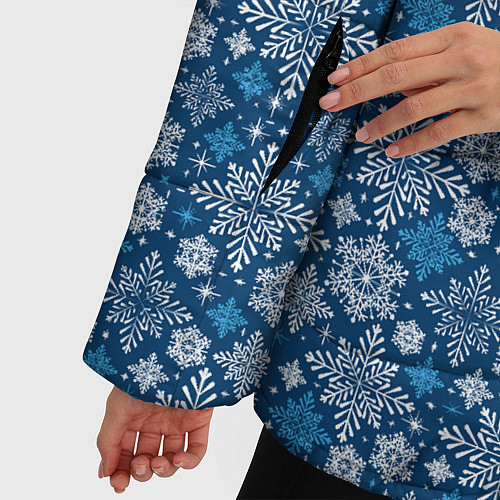 Женская зимняя куртка Снежные Узоры на Новый Год / 3D-Черный – фото 5