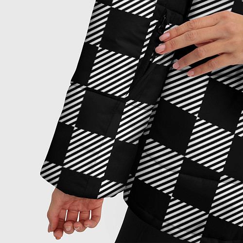 Женская зимняя куртка Шахматные Клетки / 3D-Черный – фото 5