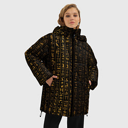 Куртка зимняя женская ЕГИПЕТСКИЕ ИЕРОГЛИФЫ ЗОЛОТОМ, цвет: 3D-черный — фото 2