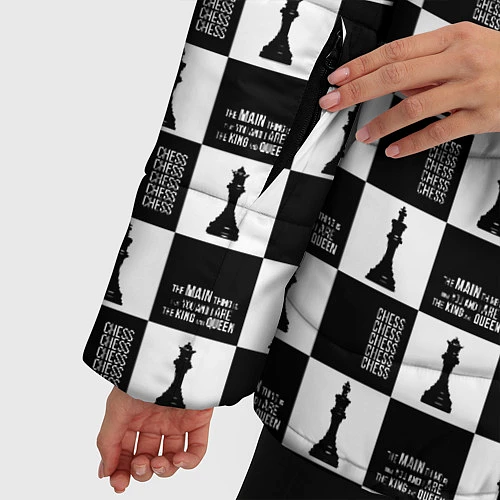 Женская зимняя куртка Шахматы Король и королева 2022 / 3D-Черный – фото 5