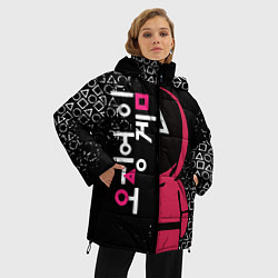 Куртка зимняя женская ИГРА В КАЛЬМАРА ТРЕУГОЛЬНИК SQUID GAME, цвет: 3D-черный — фото 2