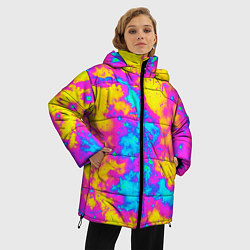 Куртка зимняя женская Яркая абстракция космических красок, цвет: 3D-красный — фото 2