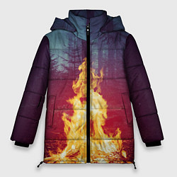 Куртка зимняя женская Пикник в лесу, цвет: 3D-черный