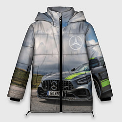 Куртка зимняя женская Mercedes V8 Biturbo Racing Team AMG, цвет: 3D-светло-серый
