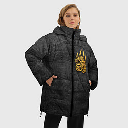 Куртка зимняя женская Волчий отпечаток золотом Символ Велеса, цвет: 3D-светло-серый — фото 2