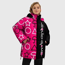 Куртка зимняя женская Игра в кальмара: Символика, цвет: 3D-красный — фото 2