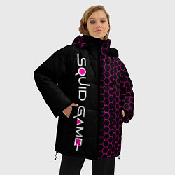 Куртка зимняя женская Игра в кальмара: Соты, цвет: 3D-черный — фото 2