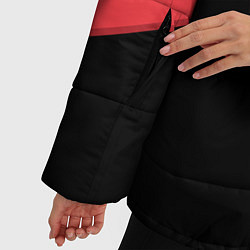 Куртка зимняя женская ГЕОМЕТРИЯ МИНИМАЛИЗМ КРАСНЫЕ ПОЛОСЫ, цвет: 3D-черный — фото 2