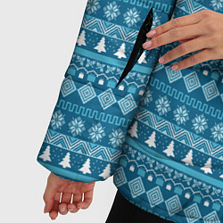 Куртка зимняя женская Новогодний узор сине-белого цвета, цвет: 3D-светло-серый — фото 2