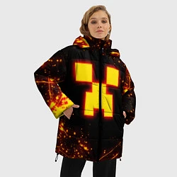 Куртка зимняя женская ОГНЕННЫЙ КРИПЕР, МАЙНКРАФТ, цвет: 3D-черный — фото 2