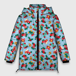 Куртка зимняя женская Christmas Background, цвет: 3D-черный