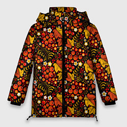 Куртка зимняя женская Хохлома цветы-ягодки, цвет: 3D-красный
