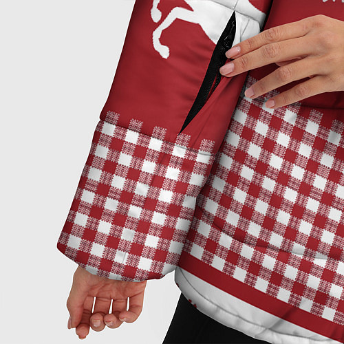 Женская зимняя куртка Узор с оленями / 3D-Красный – фото 5