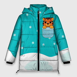 Куртка зимняя женская Маленький тигренок в кармане, цвет: 3D-черный