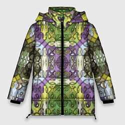 Куртка зимняя женская Коллекция Фрактальная мозаика Фиолетово-зеленый, цвет: 3D-черный