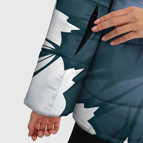Женская зимняя куртка Снежинка Абстракция Синий / 3D-Светло-серый – фото 5