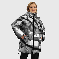 Куртка зимняя женская Геометрическая объёмная абстракция, цвет: 3D-черный — фото 2
