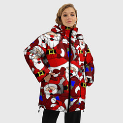 Куртка зимняя женская Толпа Дедов Морозов, цвет: 3D-красный — фото 2