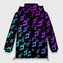 Куртка зимняя женская JOJOS BIZARRE ADVENTURE NEON PATTERN НЕОН УЗОР, цвет: 3D-черный