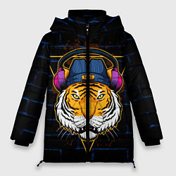 Куртка зимняя женская Тигр в наушниках SWAG, цвет: 3D-черный