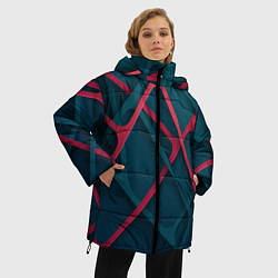 Куртка зимняя женская Серо-красные нити, цвет: 3D-красный — фото 2