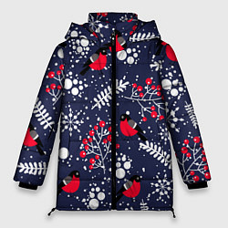Куртка зимняя женская Снегири и рябина, цвет: 3D-светло-серый
