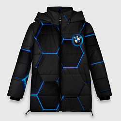 Куртка зимняя женская BMW blue neon theme, цвет: 3D-черный