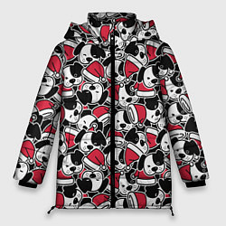 Куртка зимняя женская Щенки и красные колпаки, цвет: 3D-черный