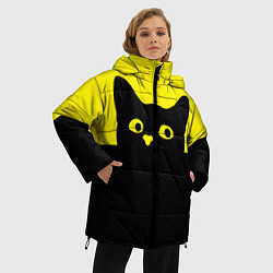 Куртка зимняя женская Котик голова кота, цвет: 3D-черный — фото 2