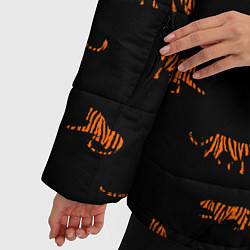 Куртка зимняя женская Тигры паттерн Tigers pattern, цвет: 3D-красный — фото 2