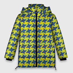 Куртка зимняя женская Сине-желтые гусиные лапки, цвет: 3D-красный
