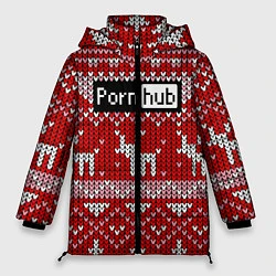 Куртка зимняя женская Porn Hub новогодний, цвет: 3D-красный