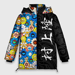 Куртка зимняя женская Такаси Мураками Иероглифами, цвет: 3D-красный