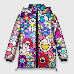 Куртка зимняя женская Цветы Takashi Murakami, цвет: 3D-черный
