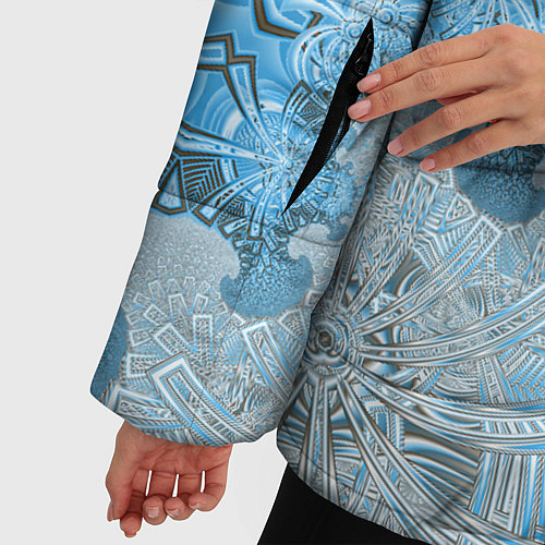 Женская зимняя куртка Коллекция Фрактальная мозаика Голубой 292-6-n / 3D-Черный – фото 5