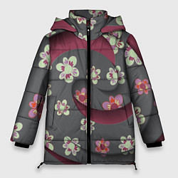 Куртка зимняя женская Спираль-flowers, цвет: 3D-черный