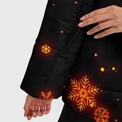 Куртка зимняя женская ОГНЕННЫЕ НОВОГОДНИЕ СНЕЖИНКИ НЕОН, цвет: 3D-красный — фото 2
