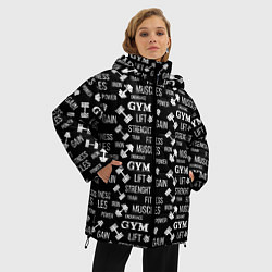 Куртка зимняя женская Тренировка с гантелями, цвет: 3D-черный — фото 2