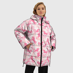 Куртка зимняя женская Розовые Единороги, цвет: 3D-красный — фото 2
