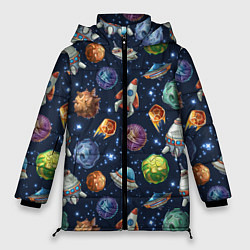 Куртка зимняя женская Турне по космосу, цвет: 3D-красный