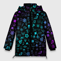 Куртка зимняя женская RAINBOW SIX SIEGE NEON PATTERN SYMBOL, цвет: 3D-светло-серый