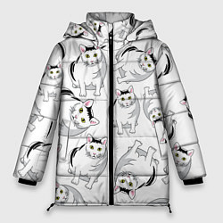 Куртка зимняя женская КОТИКИ МЕМ МЯУ, цвет: 3D-светло-серый