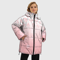 Куртка зимняя женская ГЕНШИН ИМПАКТ ЯПОНИЯ САКУРА ЦВЕТОК, цвет: 3D-черный — фото 2