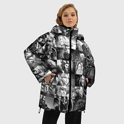 Куртка зимняя женская DOTA 2 ГЕРОИ ЧЁРНО БЕЛЫЙ ДОТА 2, цвет: 3D-светло-серый — фото 2
