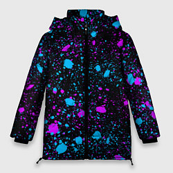 Куртка зимняя женская Брызги неоновые ярких красок, цвет: 3D-красный