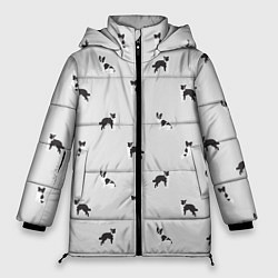 Куртка зимняя женская Черно-белые собачки паттерн, цвет: 3D-черный