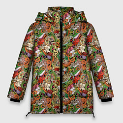 Куртка зимняя женская Еда Разная, цвет: 3D-черный